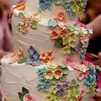 Wedding cake with tiny flowers.