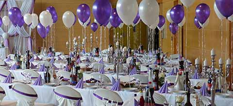 Purple and white wedding theme.
