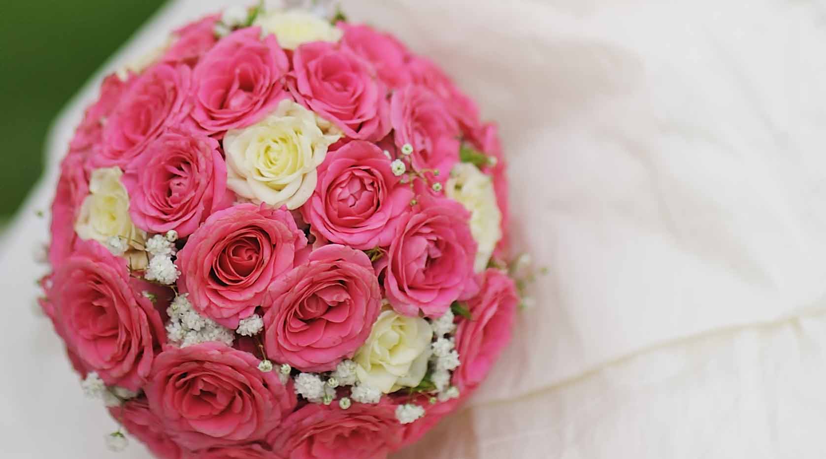 Pink and white flower ball idea.